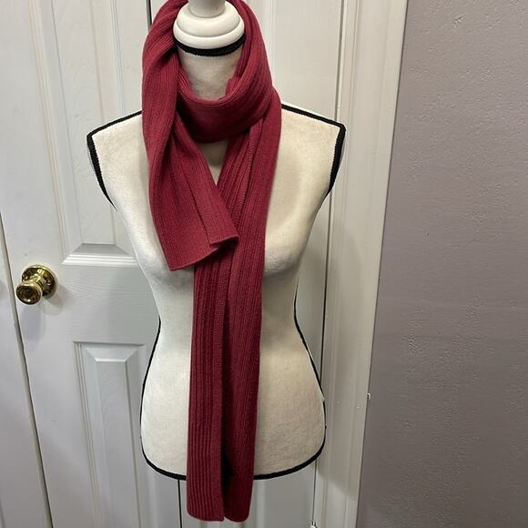 All Saints Wool Blend Scarf Ribbed Knit Sienna Red New - Picture 2 of 5